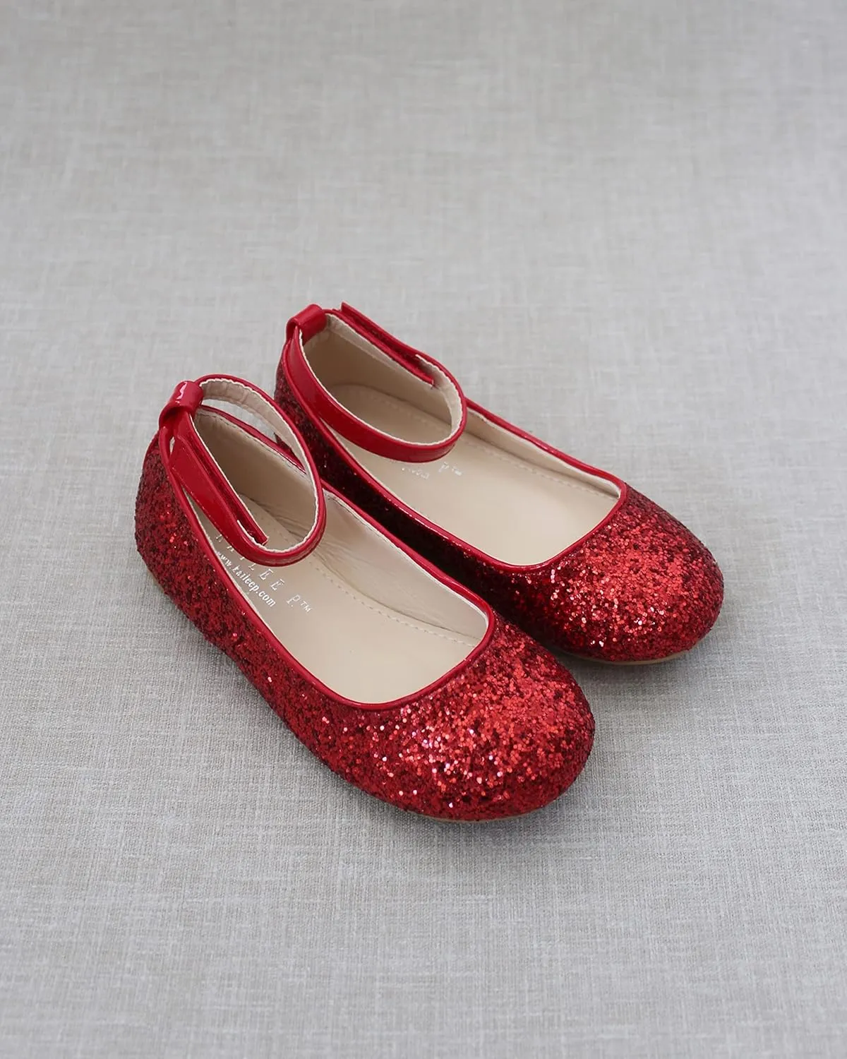 Rock Glitter Ballet Flats with Detachable Ankle Strap