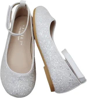 Rock Glitter Ballet Flats with Detachable Ankle Strap