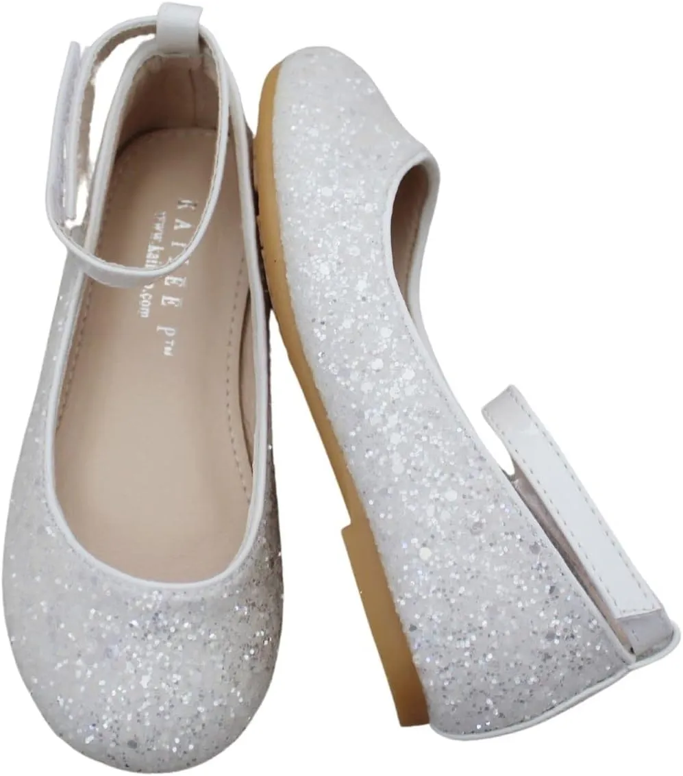 Rock Glitter Ballet Flats with Detachable Ankle Strap