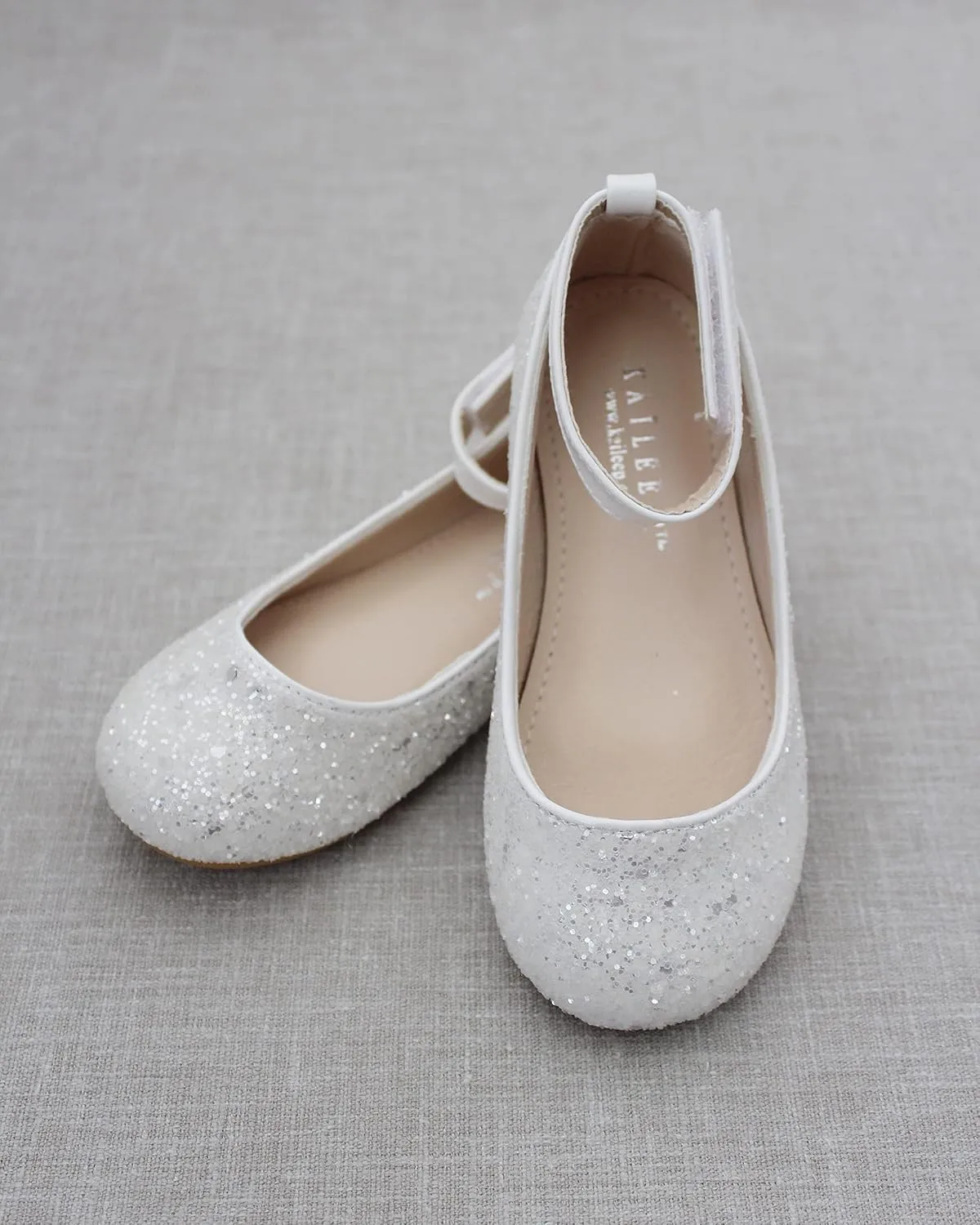 Rock Glitter Ballet Flats with Detachable Ankle Strap
