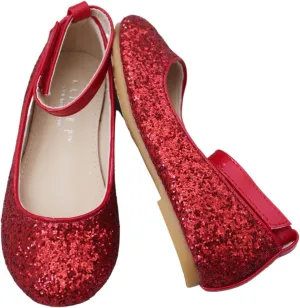 Rock Glitter Ballet Flats with Detachable Ankle Strap