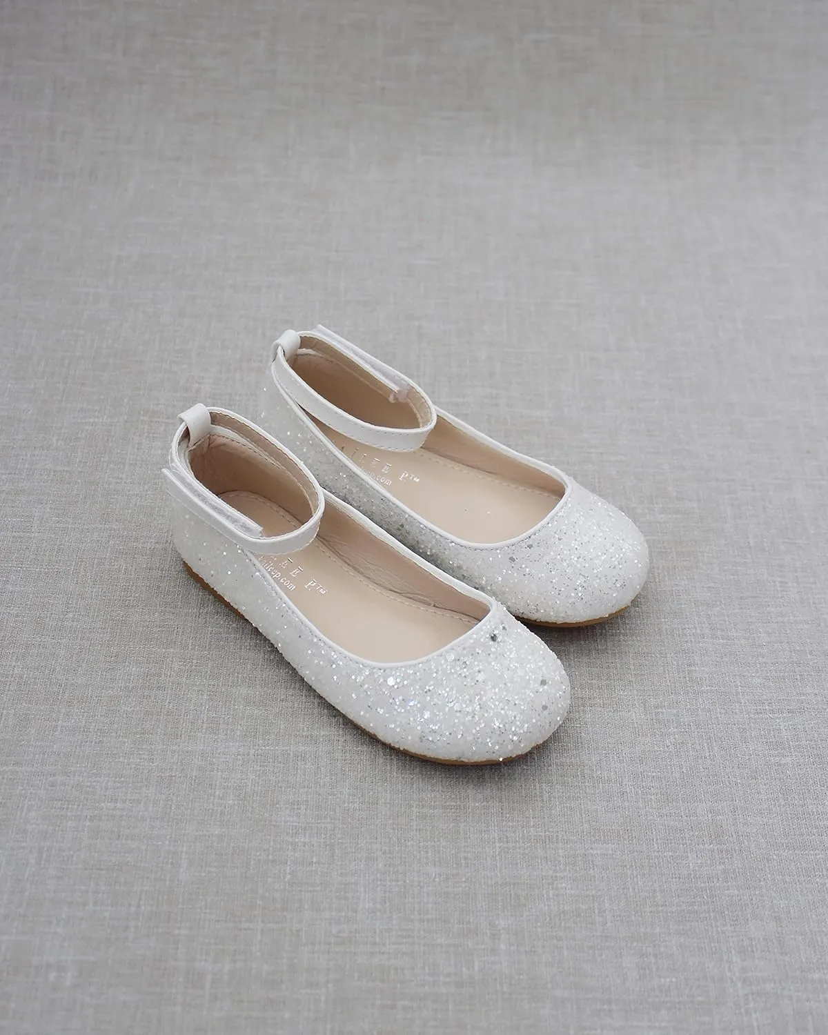 Rock Glitter Ballet Flats with Detachable Ankle Strap