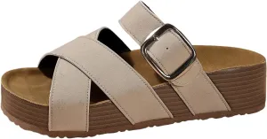 Sandals for Women 2025 Wide Width Cross Strappy Slippers Soft Cushion Comfortable Walking Slip on Summer Shoes