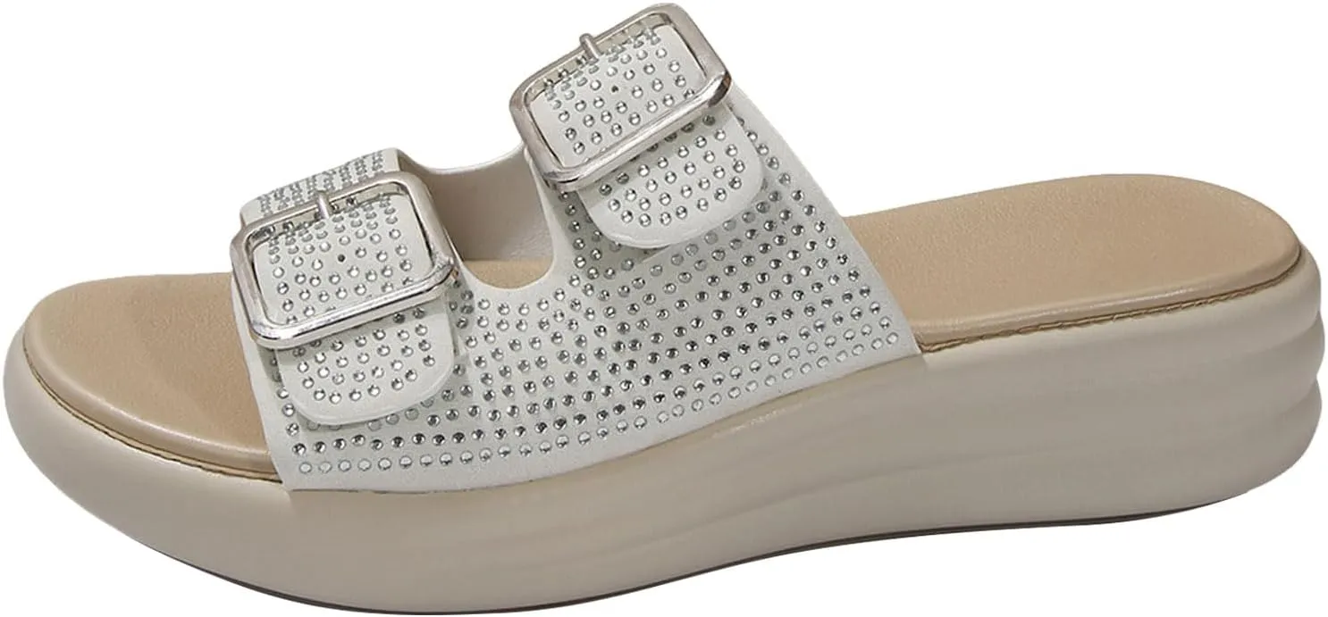 Sandals for Women 2025 Wide Width Double Straps Slippers Soft Cushion Comfortable Walking Slip on Women Summer Shoes