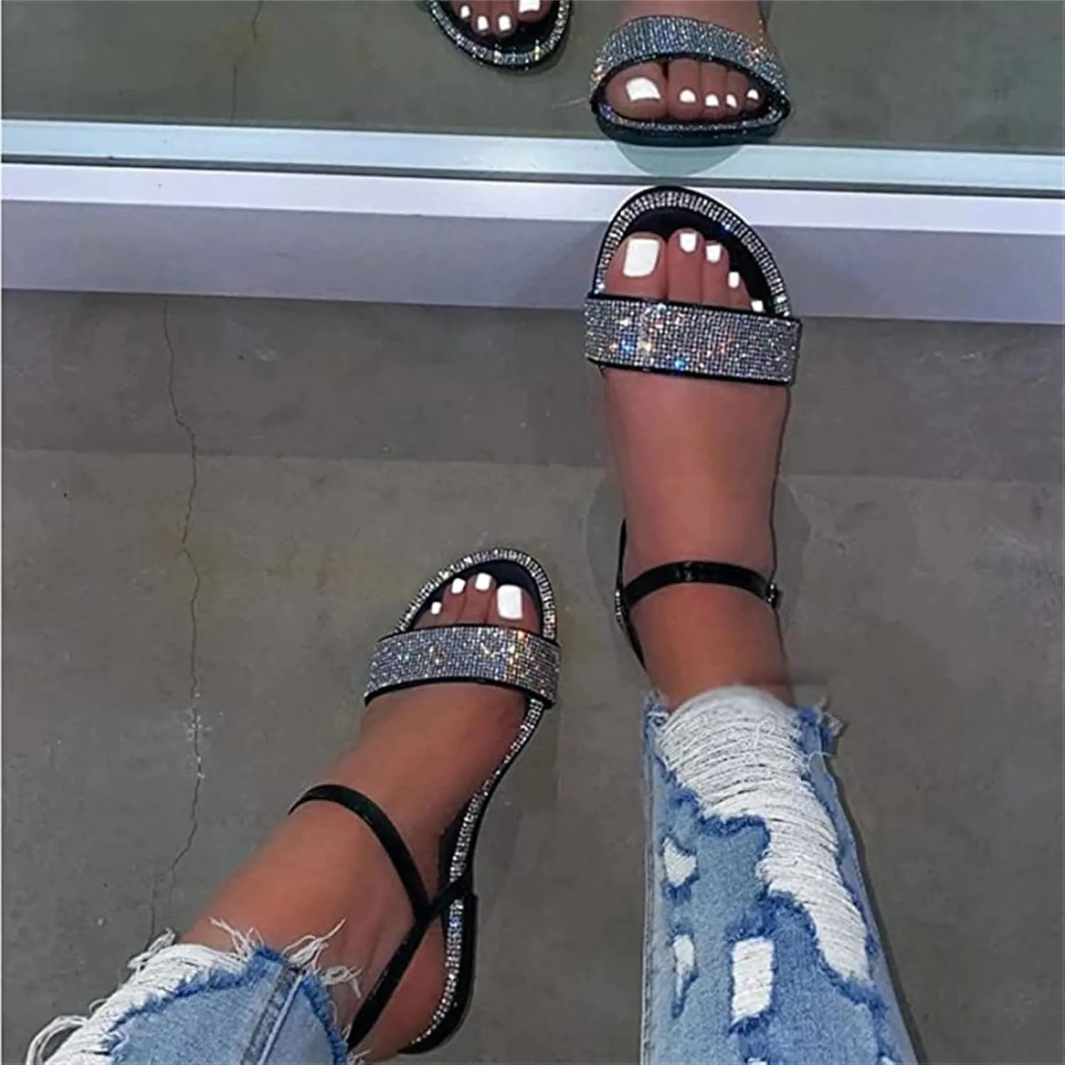 Sandals For Women Dressy Summer,Women Gladiator Sandals Flat,Summer Strappy Lace Up Open Toe Knee High Flat Sandal