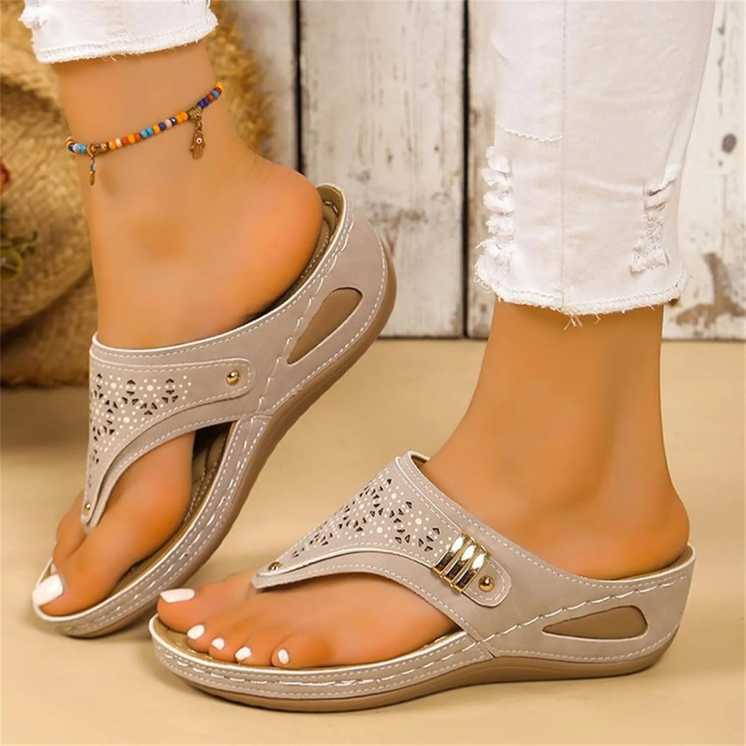 Sandals Women Dressy Summer Flat Cute Casual Beach Shoes Arch Support Orthopedic Slippers Orthotic Slides Flip Flops