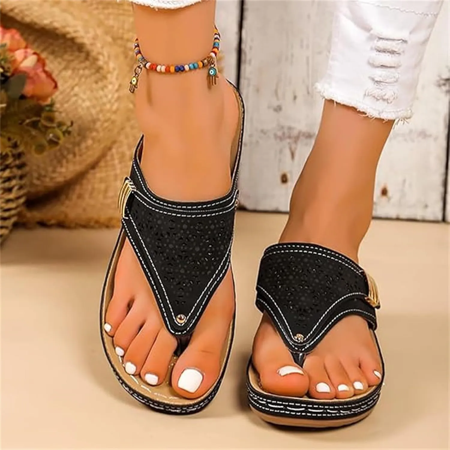 Sandals Women Dressy Summer Flat Cute Casual Beach Shoes Arch Support Orthopedic Slippers Orthotic Slides Flip Flops