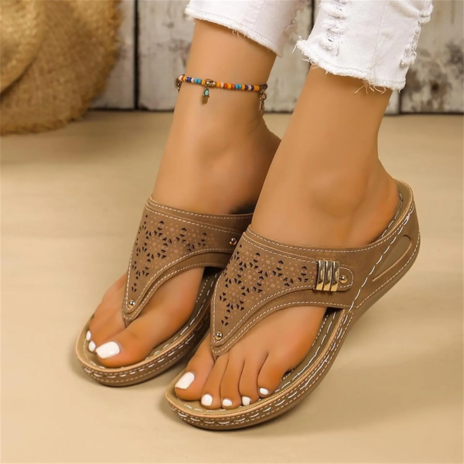 Sandals Women Dressy Summer Flat Cute Casual Beach Shoes Arch Support Orthopedic Slippers Orthotic Slides Flip Flops