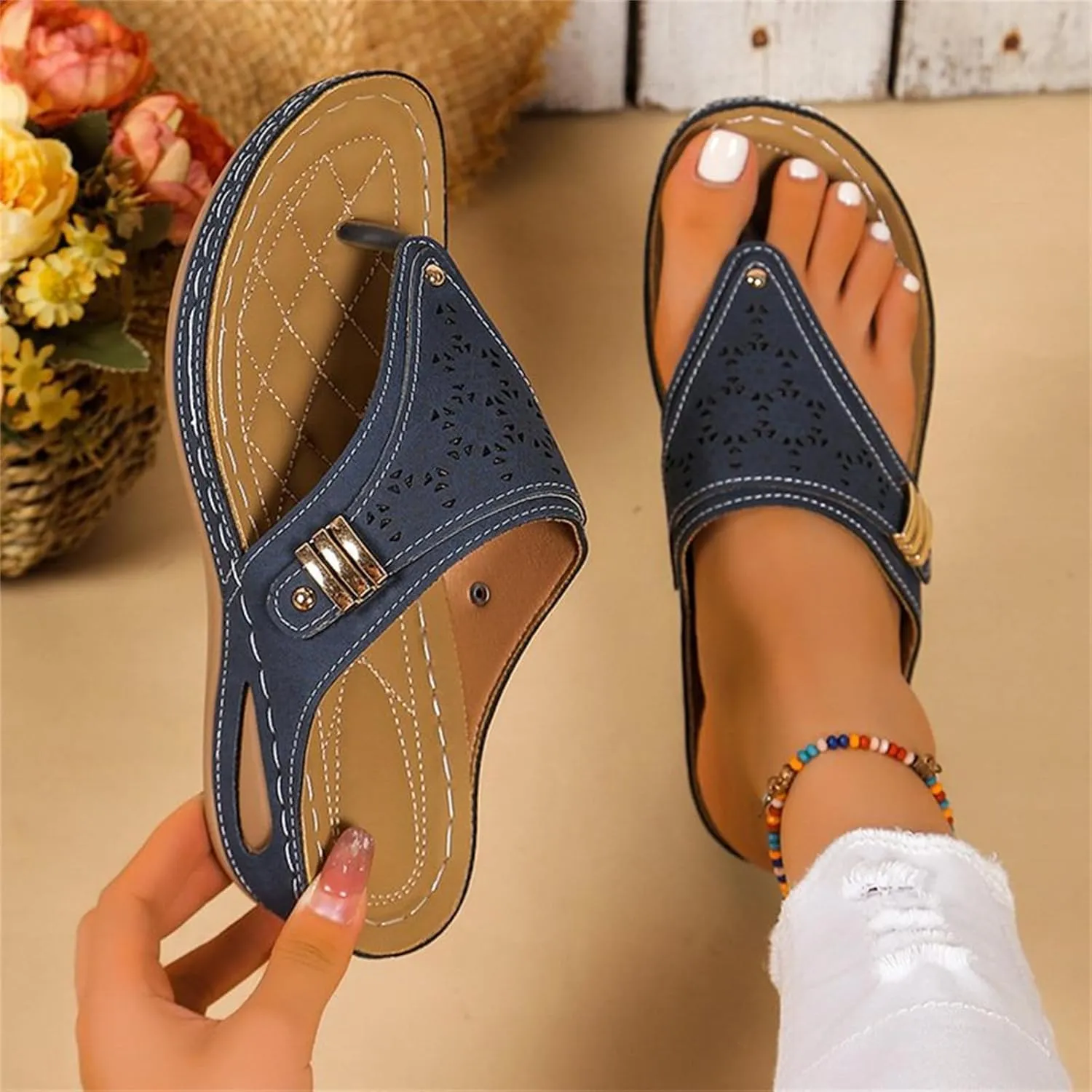 Sandals Women Dressy Summer Flat Cute Casual Beach Shoes Arch Support Orthopedic Slippers Orthotic Slides Flip Flops
