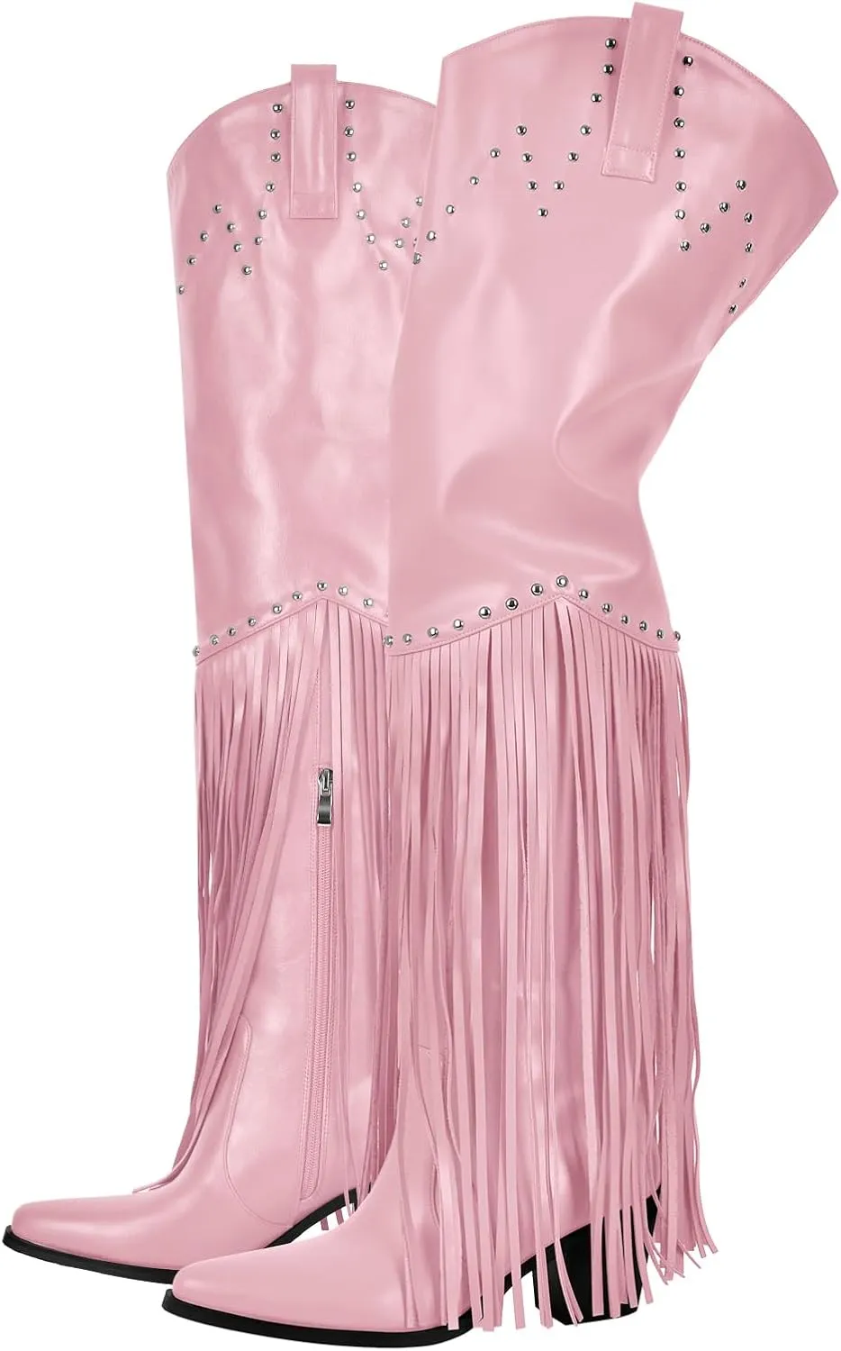 sexytag Fringe Thigh High Wide Calf Boots Western Over the Knee Boots
