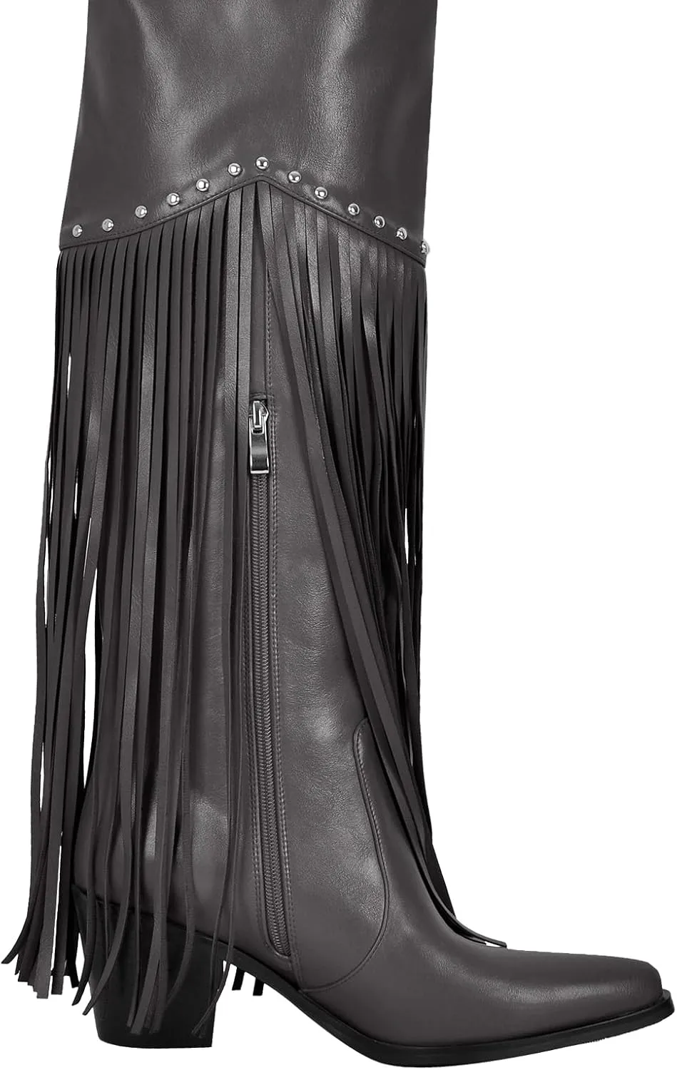 sexytag Fringe Thigh High Wide Calf Boots Western Over the Knee Boots