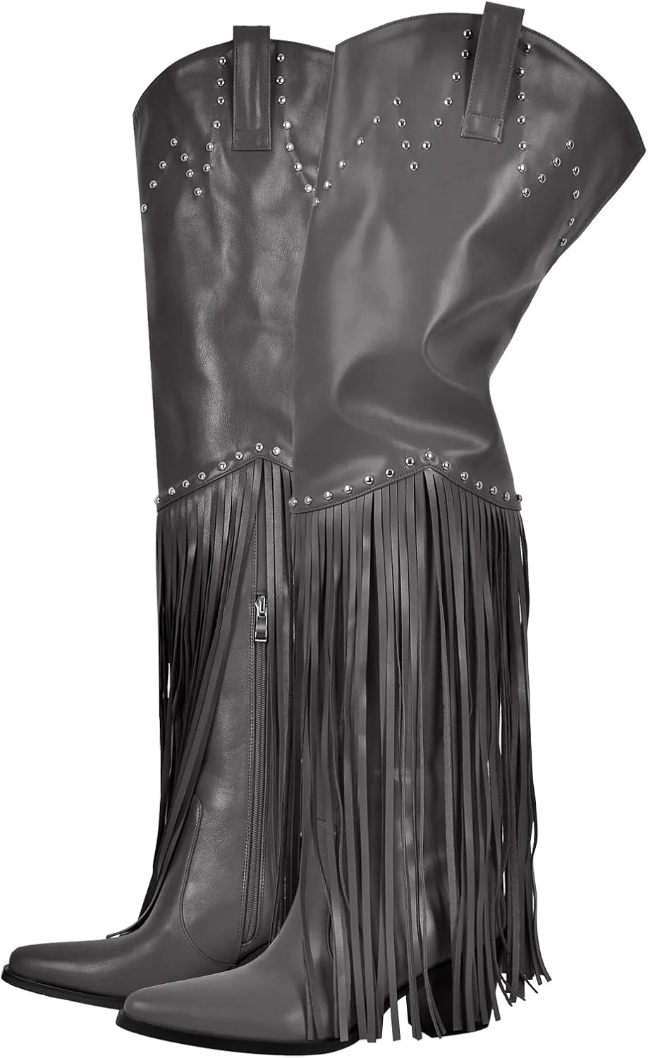 sexytag Fringe Thigh High Wide Calf Boots Western Over the Knee Boots