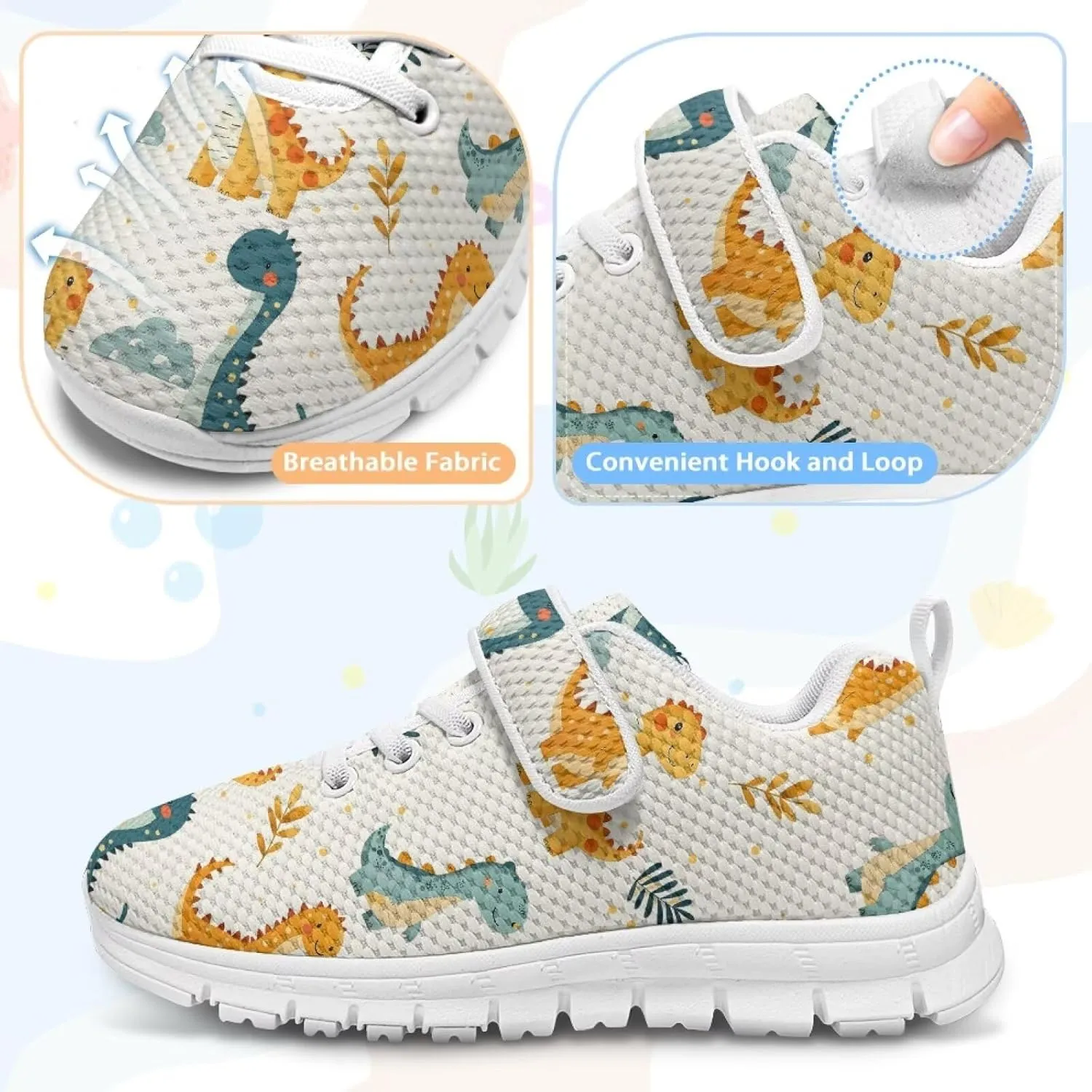 Shoes for Boys Girls Cozy Breathable Anti-Slip Running Sneaker Lightweight Hook and Loops School Athletic Tennis Sneakers for Children/Big Kids/Litter Boys Girls/Toddler
