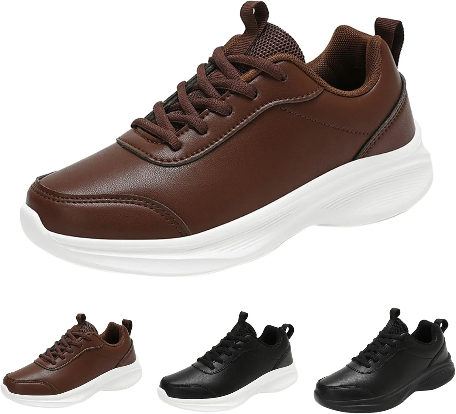 Sneakers for Women Leather Casual Lace Up Non-Slip Walking Shoes Comfortable Tennis Running Shoes Womens Sneakers