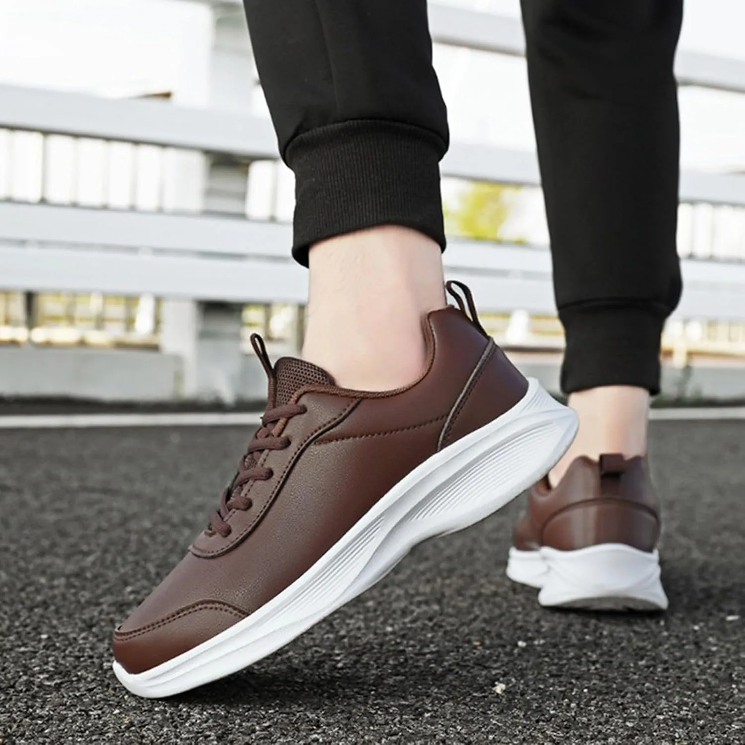 Sneakers for Women Leather Casual Lace Up Non-Slip Walking Shoes Comfortable Tennis Running Shoes Womens Sneakers