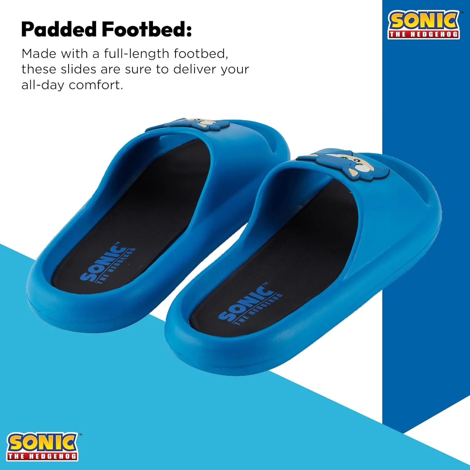 Sonic the Hedgehog Mens Slides - Sonic Comfort Foam Slides with Back - Sponic, Tails, Knuckles and Shadow Slide Sandals