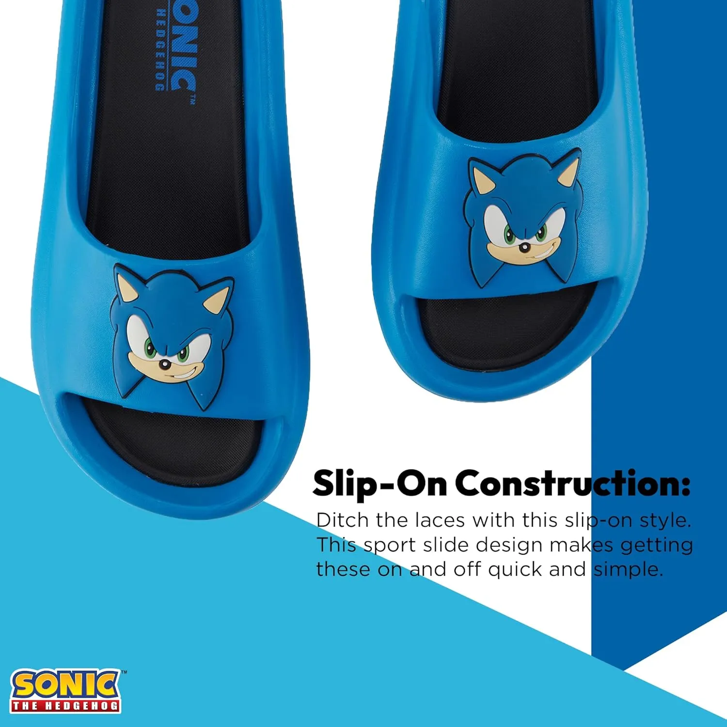 Sonic the Hedgehog Mens Slides - Sonic Comfort Foam Slides with Back - Sponic, Tails, Knuckles and Shadow Slide Sandals