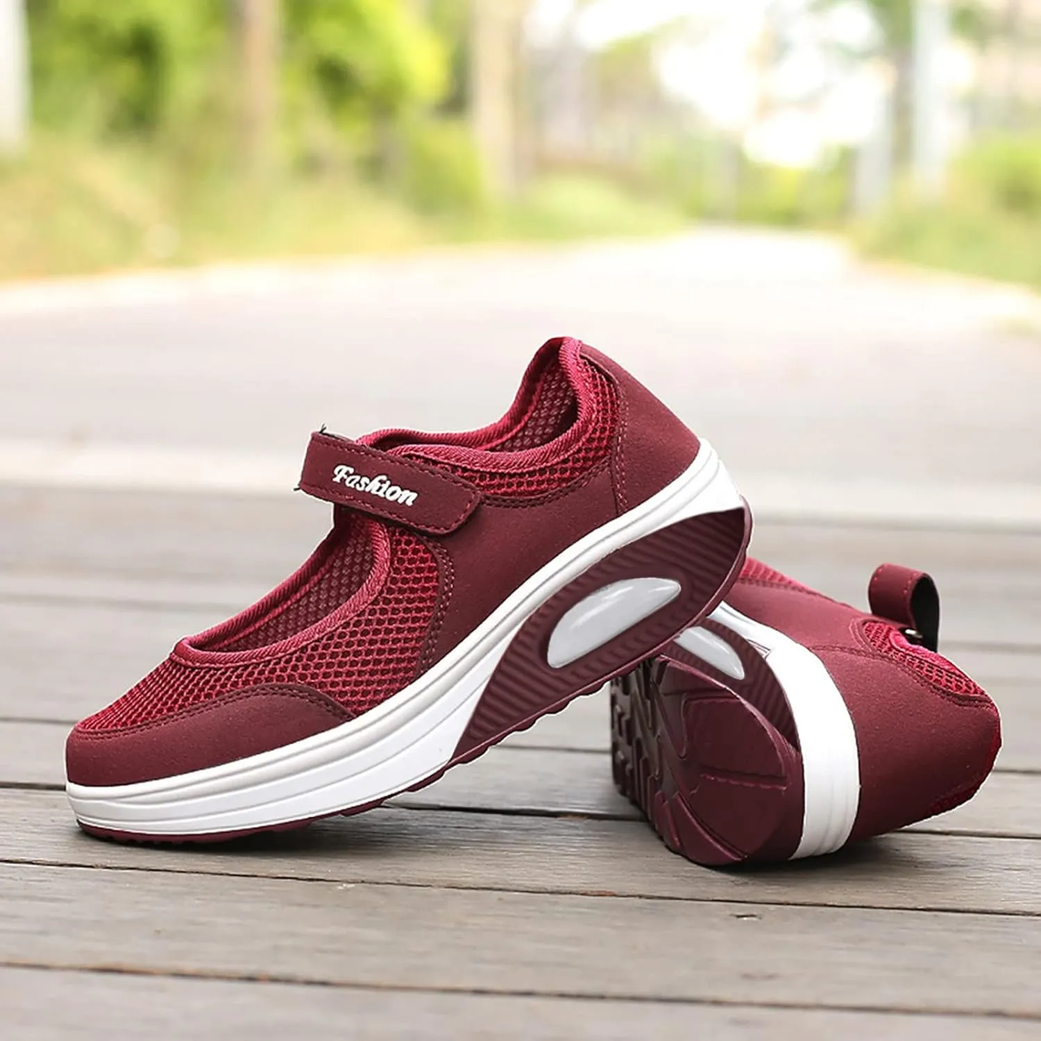 Stretch Cushion Shoes for Women Fashion Lightweight Shoes Casual Workout Shoes Hook Loop Breathable Shoes