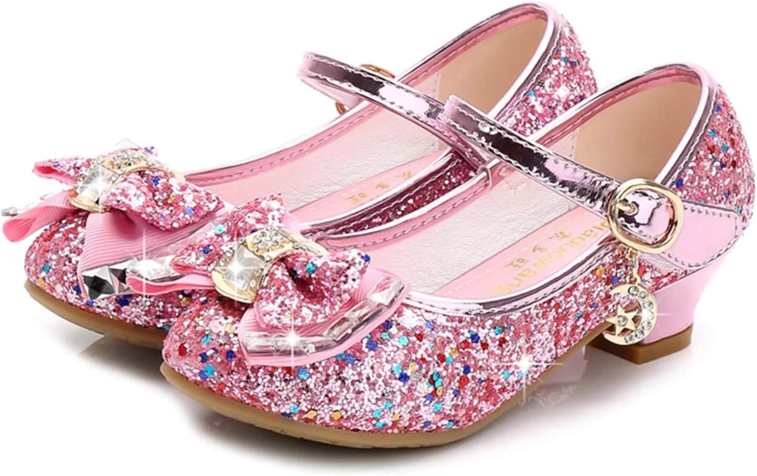 Stunner Girls Dress Shoes Wedding Party Heels Bow Sparkly Mary Jane Princess Shoes