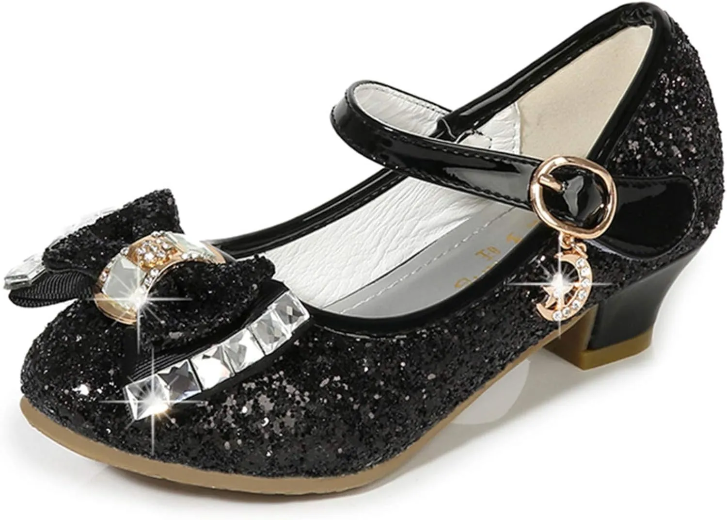 Stunner Girls Dress Shoes Wedding Party Heels Bow Sparkly Mary Jane Princess Shoes