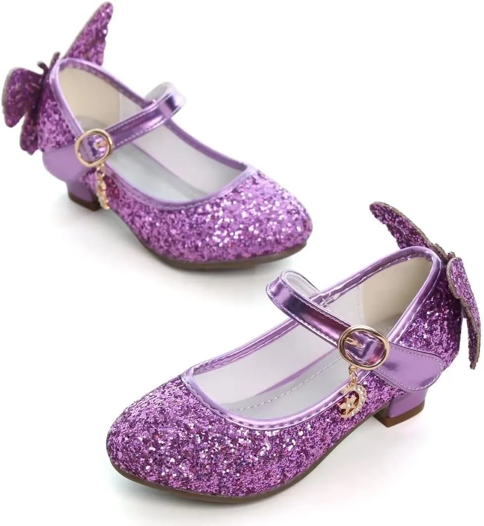 Stunner Girls Dress Shoes Wedding Party Heels Bow Sparkly Mary Jane Princess Shoes