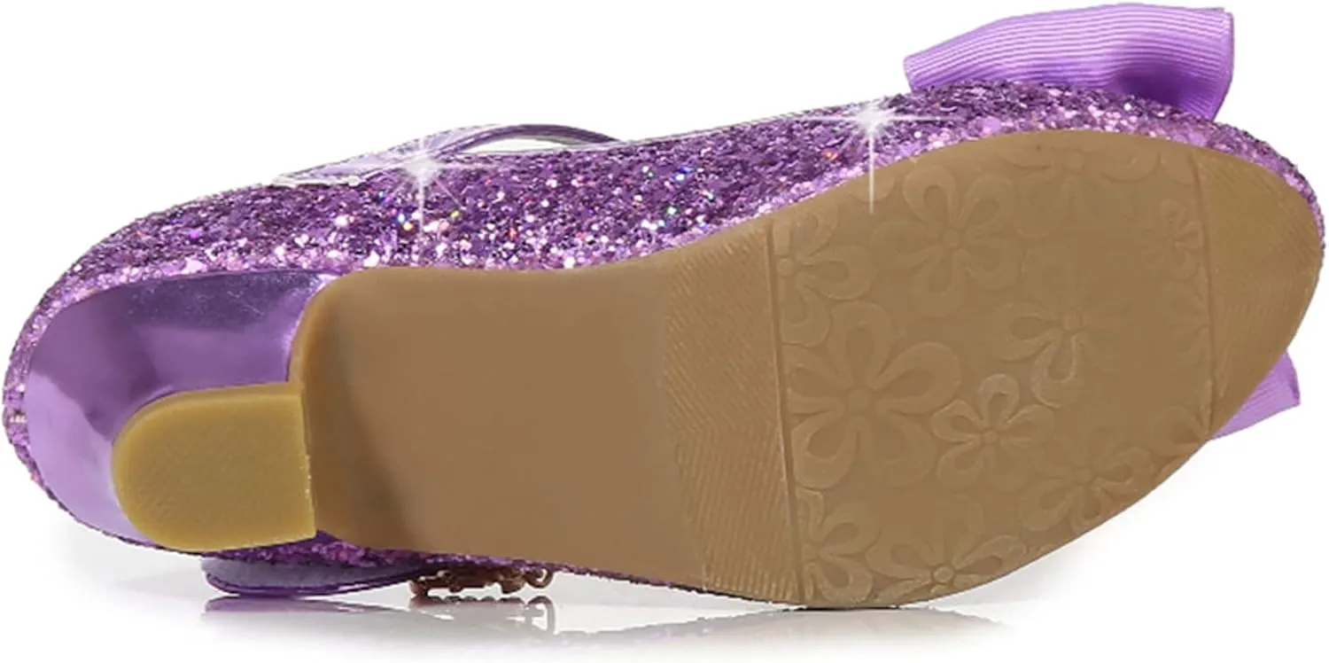 Stunner Girls Dress Shoes Wedding Party Heels Bow Sparkly Mary Jane Princess Shoes