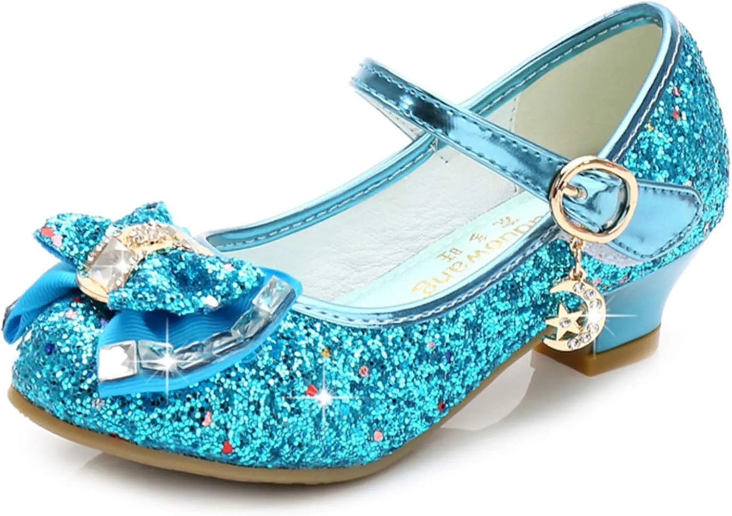 Stunner Girls Dress Shoes Wedding Party Heels Bow Sparkly Mary Jane Princess Shoes