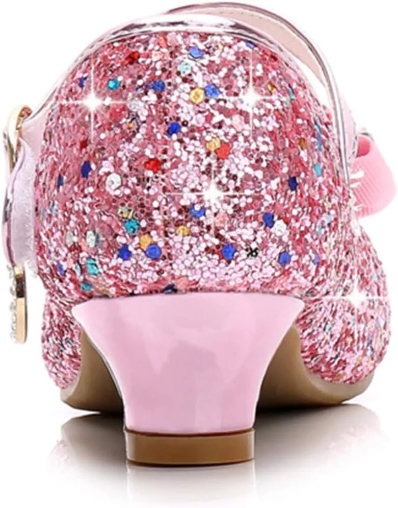 Stunner Girls Dress Shoes Wedding Party Heels Bow Sparkly Mary Jane Princess Shoes