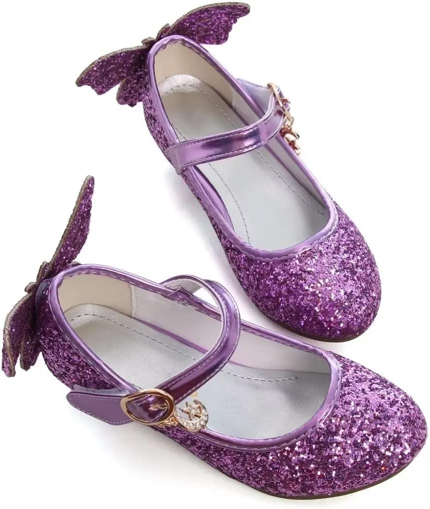 Stunner Girls Dress Shoes Wedding Party Heels Bow Sparkly Mary Jane Princess Shoes