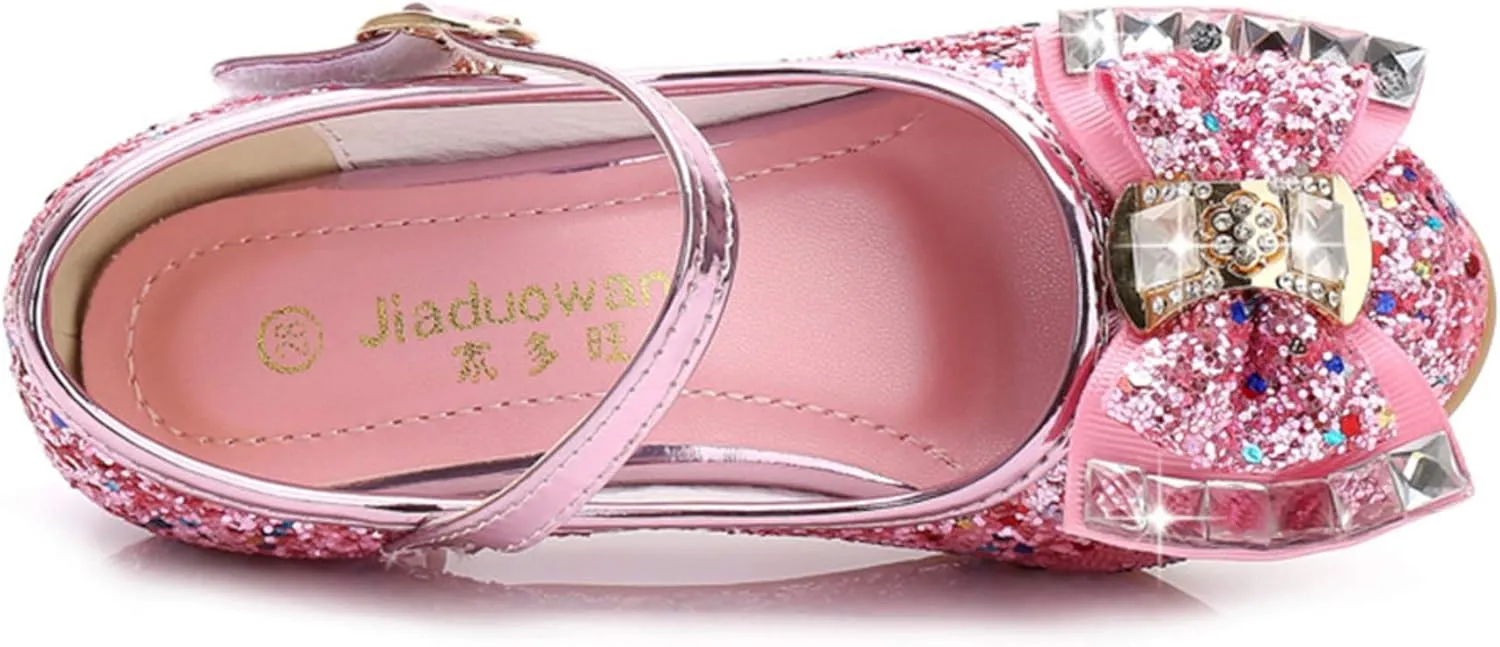 Stunner Girls Dress Shoes Wedding Party Heels Bow Sparkly Mary Jane Princess Shoes