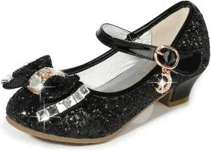 Stunner Girls Dress Shoes Wedding Party Heels Bow Sparkly Mary Jane Princess Shoes