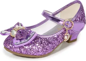 Stunner Girls Dress Shoes Wedding Party Heels Bow Sparkly Mary Jane Princess Shoes