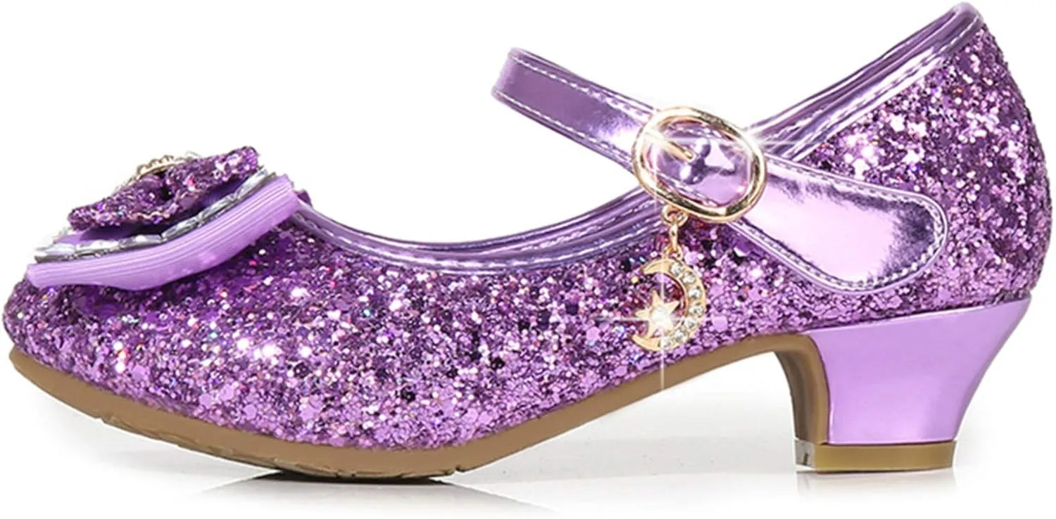 Stunner Girls Dress Shoes Wedding Party Heels Bow Sparkly Mary Jane Princess Shoes