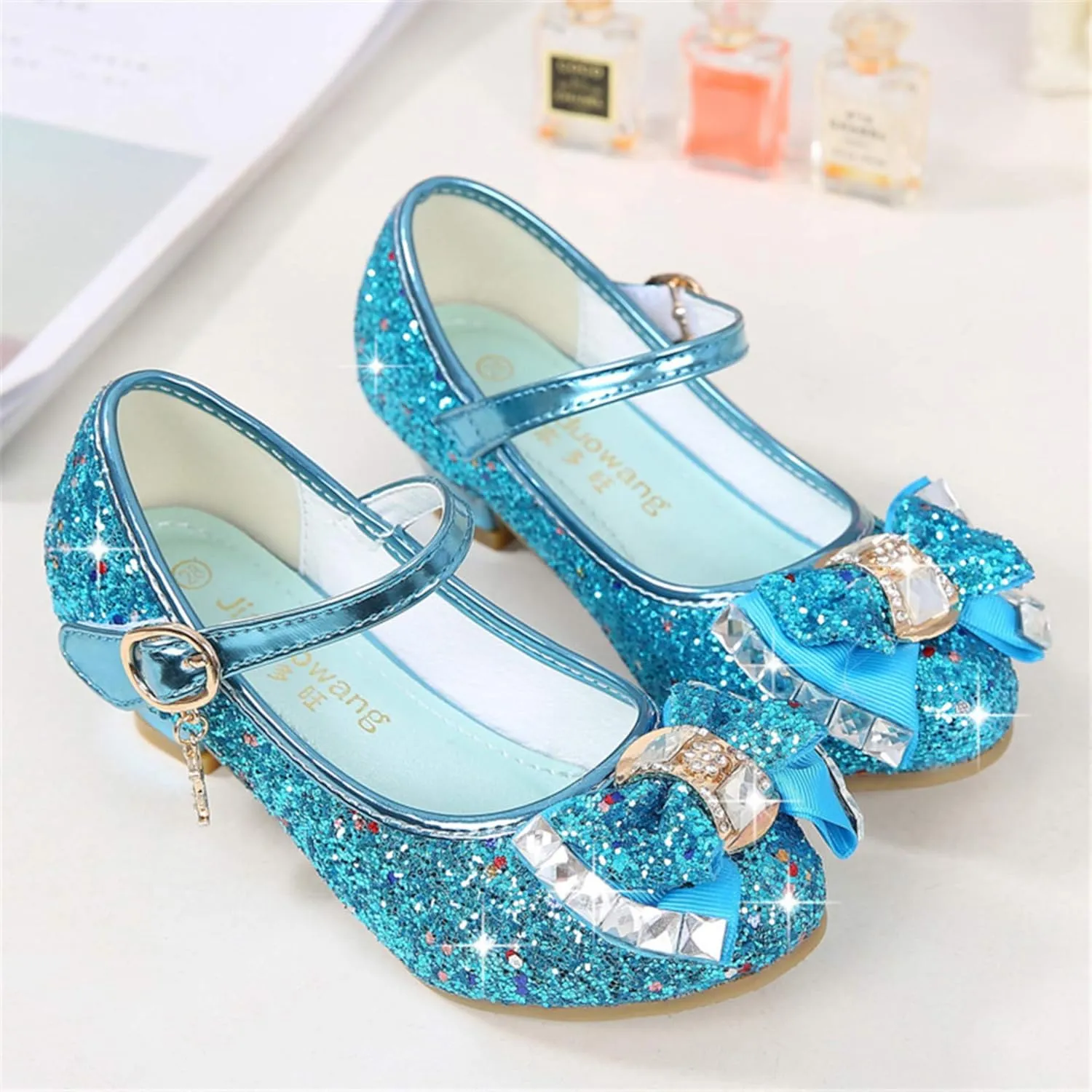 Stunner Girls Dress Shoes Wedding Party Heels Bow Sparkly Mary Jane Princess Shoes