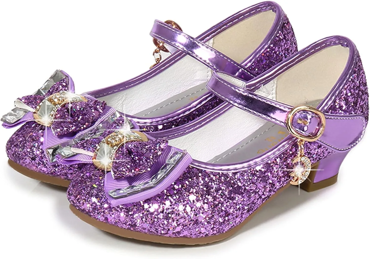 Stunner Girls Dress Shoes Wedding Party Heels Bow Sparkly Mary Jane Princess Shoes