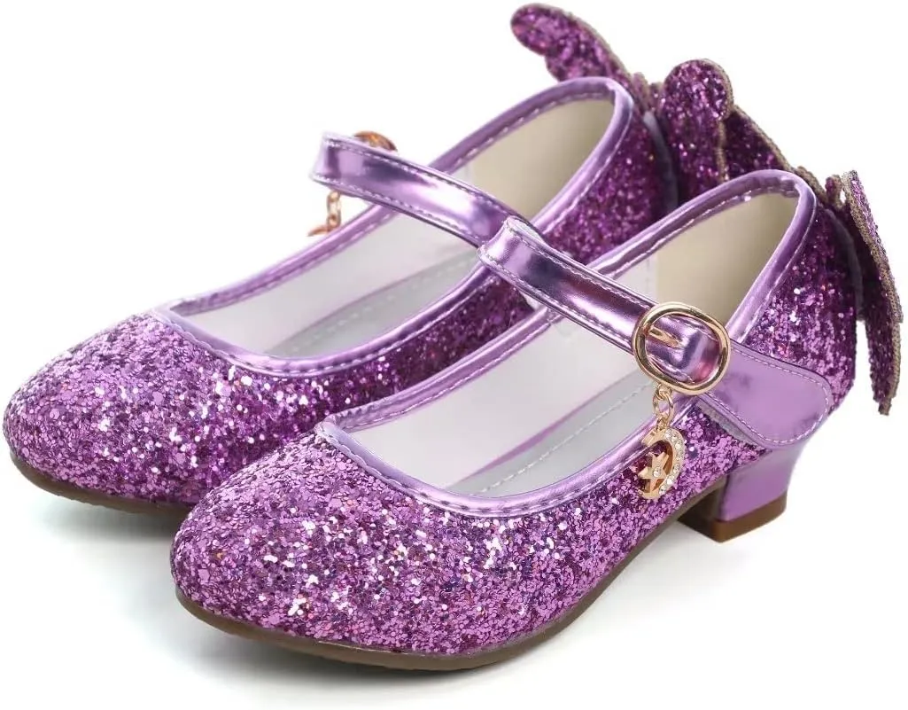 Stunner Girls Dress Shoes Wedding Party Heels Bow Sparkly Mary Jane Princess Shoes