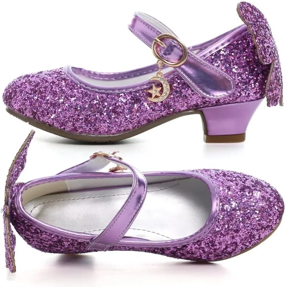 Stunner Girls Dress Shoes Wedding Party Heels Bow Sparkly Mary Jane Princess Shoes