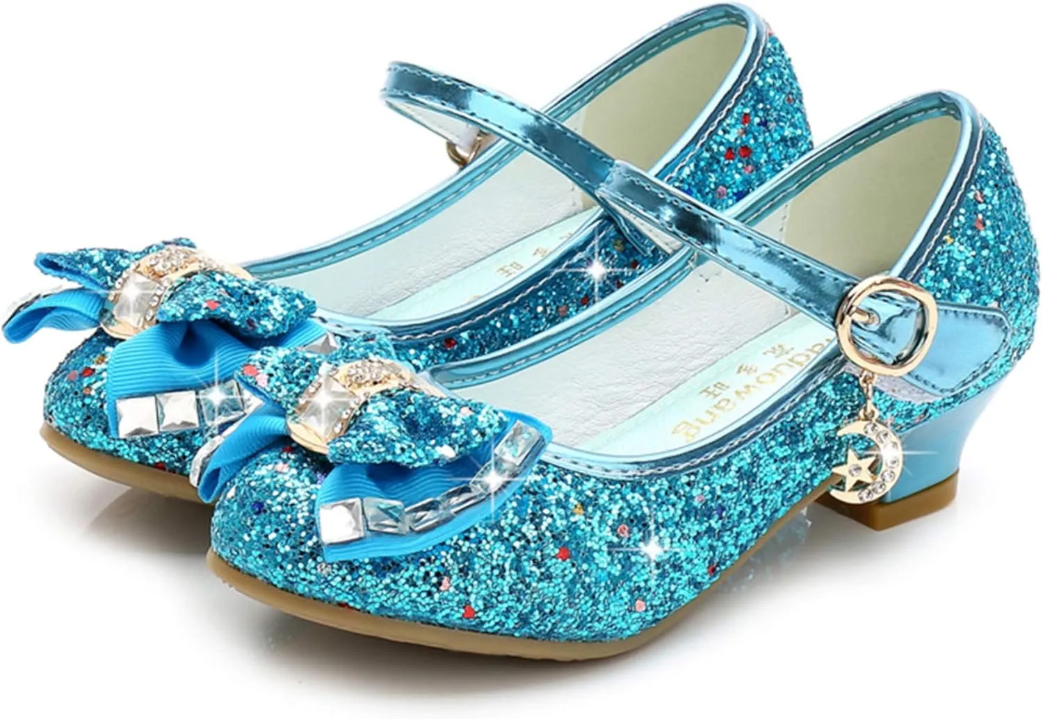 Stunner Girls Dress Shoes Wedding Party Heels Bow Sparkly Mary Jane Princess Shoes
