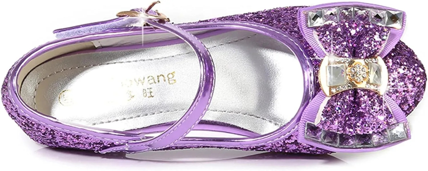 Stunner Girls Dress Shoes Wedding Party Heels Bow Sparkly Mary Jane Princess Shoes