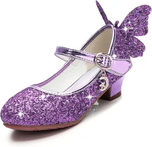 Stunner Girls Dress Shoes Wedding Party Heels Bow Sparkly Mary Jane Princess Shoes