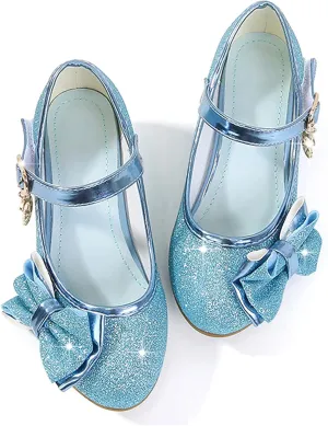 Stunner Girls Princess Shoes Wedding Party Dress Shoes Bow Shiny Heels Mary Jane Shoes