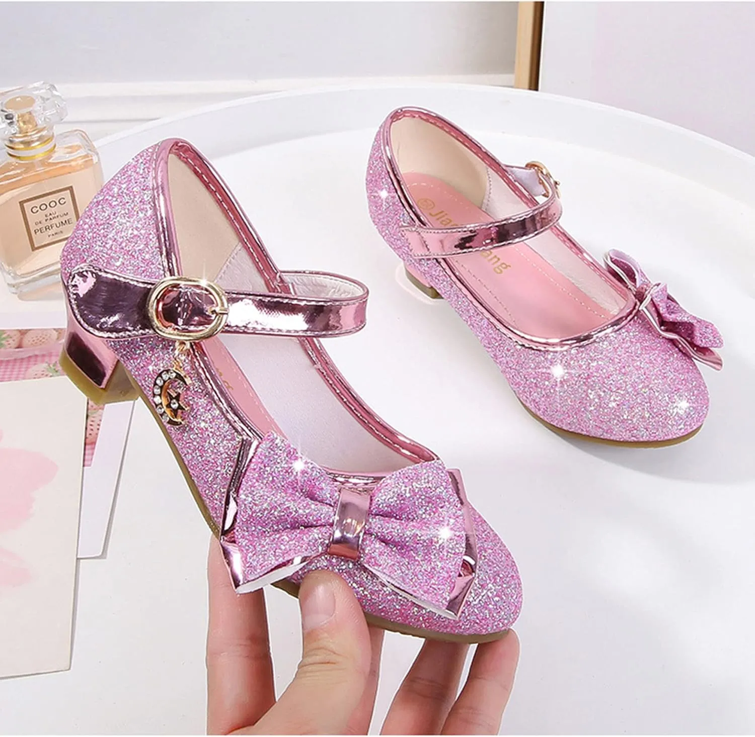 Stunner Girls Princess Shoes Wedding Party Dress Shoes Bow Shiny Heels Mary Jane Shoes