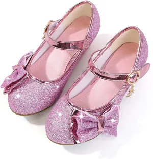 Stunner Girls Princess Shoes Wedding Party Dress Shoes Bow Shiny Heels Mary Jane Shoes
