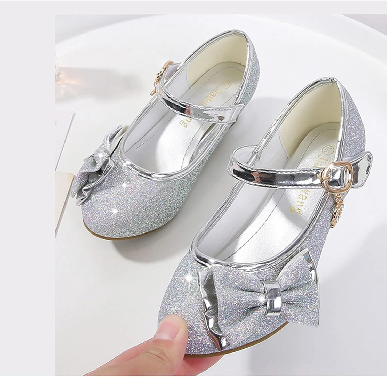 Stunner Girls Princess Shoes Wedding Party Dress Shoes Bow Shiny Heels Mary Jane Shoes