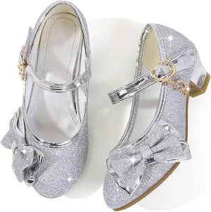 Stunner Girls Princess Shoes Wedding Party Dress Shoes Bow Shiny Heels Mary Jane Shoes