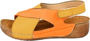 Summer Sandals for Women Open Toe Ankle Strap Slip On Sandal Comfortable Walking Shoes Arch Support Orthopedic Platform Wedge Sandals Casual Fashion Color Block Vacation Beach Sandal