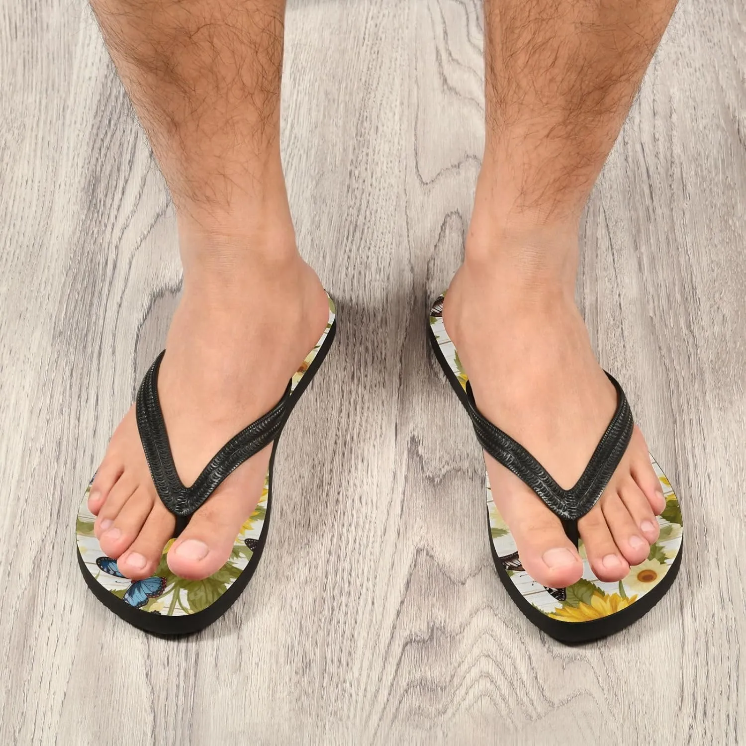 Sunflower Colorful Butterflies Womens Flip Flops Sandals Comfortable Summer Sandals