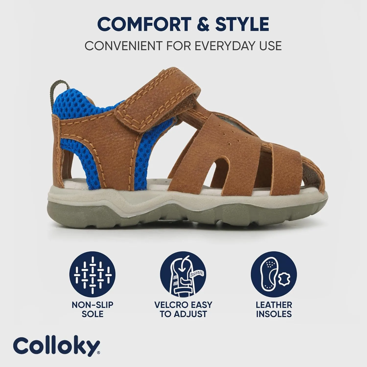 Toddler Boys Fisherman Sandals - Closed Toe, Breathable & Adjustable Velcro Fit for Outdoor Adventures - Perfect Fit & Stylish Design