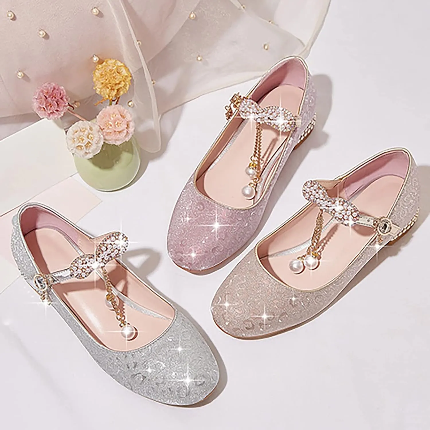 Toddler Mary Jane Shoes Round Toe Chunky Block Heel Mary Jane Flats Oxfords Dress Shoes for Party School Wedding