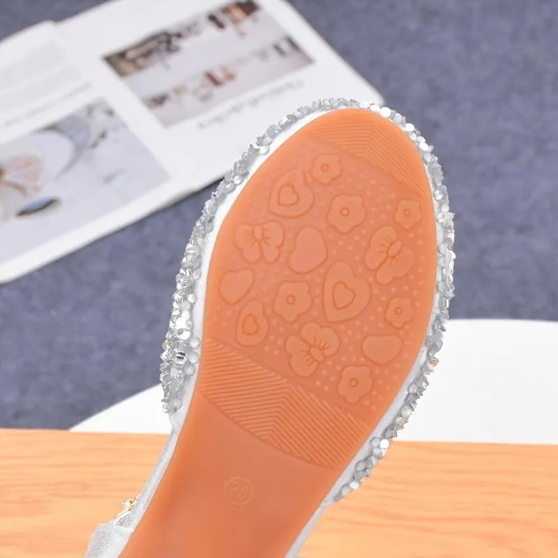 Trendy Elegant Sequin High Heel Shoes for Girls, Lightweight Non Slip Dress Shoes for Performance Party, Spring Summer Autumn